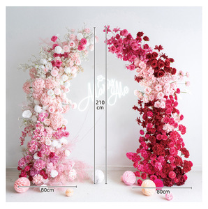 S730 Custom 6ft 7ft cornice a mezza luna corno sfondo colorato floreale set di 2 archi di fiori curvi per proposta di matrimonio decorazione festa - Product Image 3
