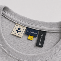 Fabricante de Etiquetas OEM con Etiquetas Tejidas Jacquard Gráficas Suaves, Lavables, de Alta Tenacidad, de Poliéster Reciclado para Sudaderas con Capucha para Hombre