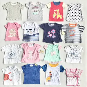 Wholesale Mixed New Born Baby Boys Girls Short Sleeve O-Neck Cotton Cute Baby Clothes Stock Lots T-shirts