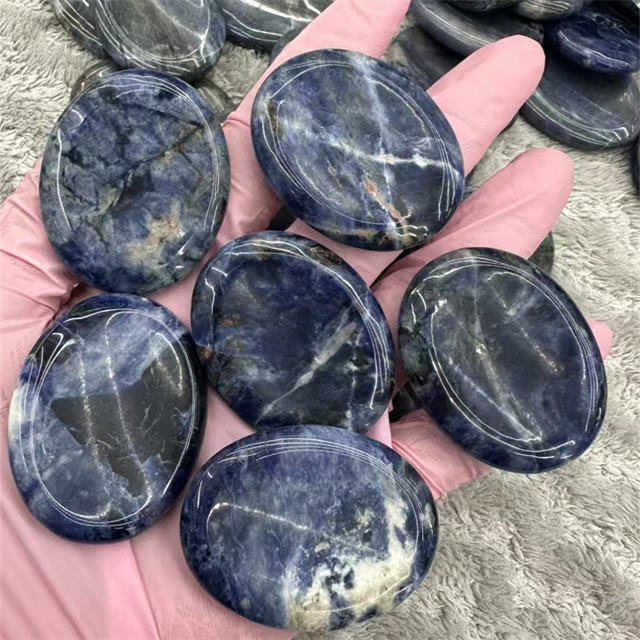 blue sodalite worry stones thumb crystal