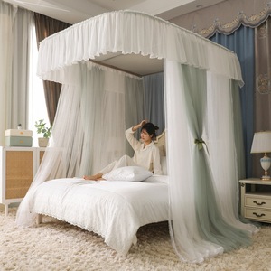Riel de guía en forma de U telescópico de tres puertas pista Palacio piso princesa 1,5 m/1,8 m cama doble familia <span class=keywords><strong>mosquitera</strong></span> - Product Image 5