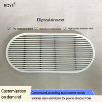 Sortie d'air centralisée pour climatisation en plastique ABS durable, en forme de capsule allongée, avec grille à lamelles pré-encadrées en arc aux deux extrémités