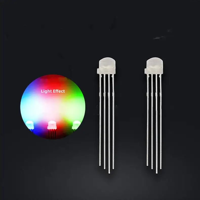 O chapéu de palha 0.2W WS2812B WS2812 difundiu a mágica conduzida 5 V 4 Pin RGB Dip 5mm-led-light-emitting-diode multicolor