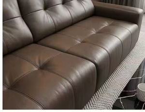 Ensemble de canapés en cuir véritable marron, canapé inclinable moderne capitonné, meubles de salon, canapé modulaire fonctionnel avec profondeur de siège réglable - Product Image 3
