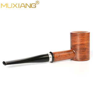 MUXIANG Rosewood Handmade Tobacco Pipe Straight Handle 9mm Filter Silver Ring For Smoking - Product Image 3