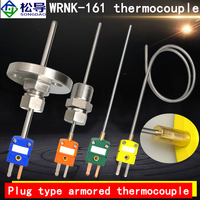 WRNK-161 Dual Pin Interface K-type Armored Thermocouple Temperature Sensor 304 Stainless Steel Probe IP65 OEM Laboratory