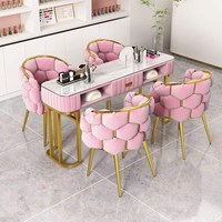Table de manucure double personne en MDF avec aspirateur Taille et couleur personnalisées Mobilier de salon professionnel pour studio d'ongles/beauté