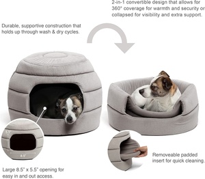 Lit pour chien pliable moderne et tendance, style grotte, coussin en mousse amovible, lavable, portable, emballé en carton - Product Image 2