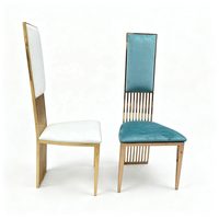 Chaise moderne à dossier haut en acier inoxydable doré, chaise de banquet de luxe pour mariage, hôtel, réception d'événements