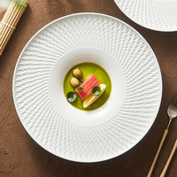 Assiette de luxe en porcelaine fine, style américain, pour usage domestique et hôtelier, idéale pour légumes, pâtes, soupes épaisses, vaisselle circulaire profonde