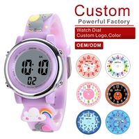 Montre numérique étanche à LED lumineuse 3BAR OEM/ODM pour enfants, style dessin animé sportif, certifiée CE/ROHS, résistante à l'eau, 33 mm, acrylique