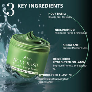 निजी ब्रांड 13% फा बबल क्ले मास्क पवित्र बेसिल और कार्बोनेटेड पानी के साथ काला सिर और पोर बी के लिए ऑक्सीजन डीप क्लीयर - Product Image 4