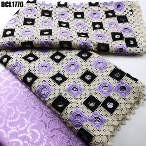 Nigérian Guipure Dentelle Tissu Cordon Dentelle Avec Pierres Broderie Tissu Aso Ebi Robe pour Fête 100% Polyester Tissu - Product Image 2