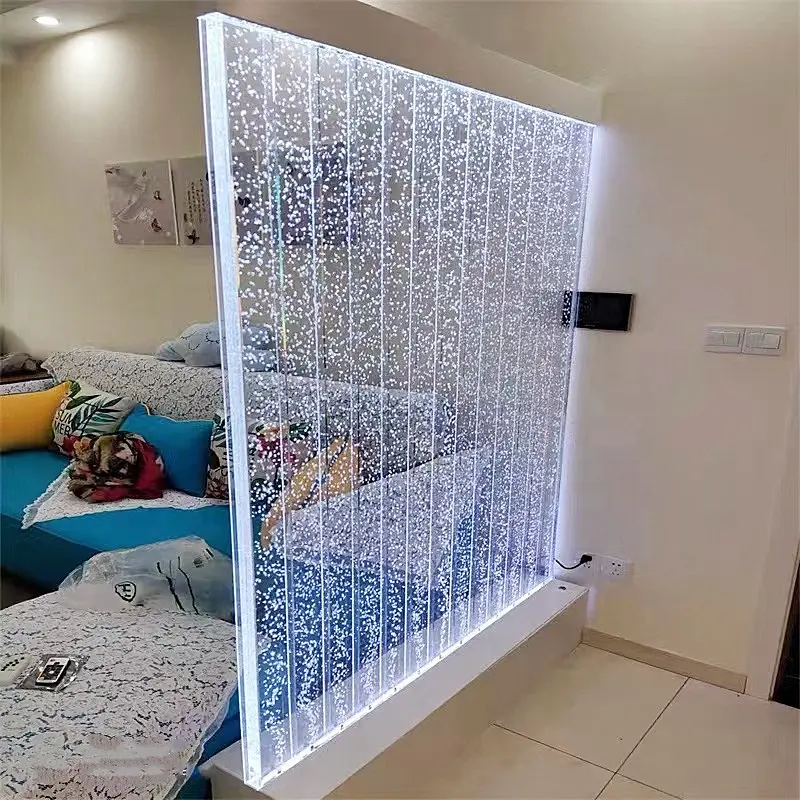 Fuentes de interior hechas a medida, decoración de pared de burbujas de vidrio sellado acrílico utilizado como pared de partición comercial