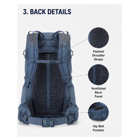 Sac à dos de randonnée polyvalent OEM ODM en nylon Ripstop 44L, couleur personnalisée, résistant aux déchirures