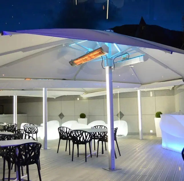 Sombrilla francesa resistente al viento, iluminación de poste de aluminio para playa, sombrilla grande para Patio y exteriores