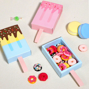 Eiscreme-förmige Papier-Geschenkbox Mini <span class=keywords><strong>Cartoon</strong></span> Süßigkeiten Faltbare Kartonbox DIY Niedliche Party-Geschenkbox für Kinder - Product Image 1