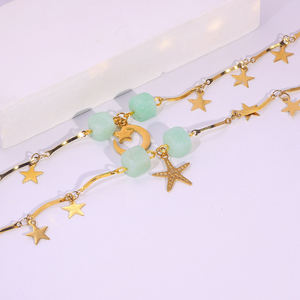 Verano nuevo 18K PVD oro corazón estrella colgante <span class=keywords><strong>pulsera</strong></span> Animal patrón Océano Azul Zirconia imitación perla flor encantos para mujeres - Product Image 5