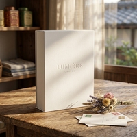 Boîte cadeau magnétique blanche haut de gamme pour soins de la peau avec couvercle et base en carton gris finition mate pour emballage cosmétique personnalisé