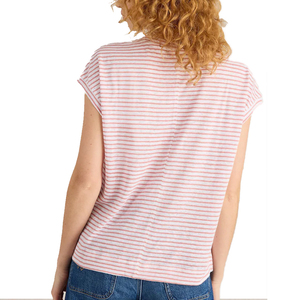 T-shirt classique rayé pour femme en coton tricoté écologique, manches courtes, coupe classique, décontracté et intemporel pour le quotidien - Product Image 3