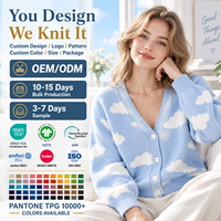 Cardigan en jacquard nuage personnalisé pour femme, col en V, boutonné, manches longues, tricot ample, OEM ODM
