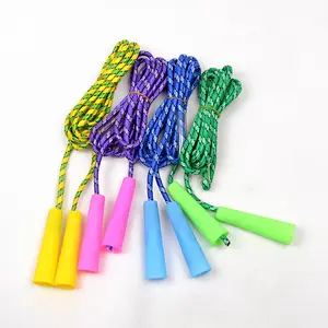 Cheap Anti-slip Small-size Pvc Handle Polyester Cotton Braided Kids Skipping Rope for School Use