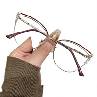 Lunettes surdimensionnées à monture métallique géométrique avec branches en acétate colorées, vente en gros pour hommes et femmes, lunettes optiques tendance