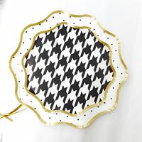 Articles de fête jetables haut de gamme sur le thème de la course automobile DAMAI, noir et blanc, vaisselle de fête, gobelets en papier, serviettes, assiettes