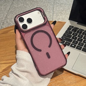 Funda Protectora Transparente con Anillo Magnético Acrílico Brillante para 18 Pro Max, Color <span class=keywords><strong>Rosa</strong></span> Brillante, Resistente a Caídas - Product Image 1