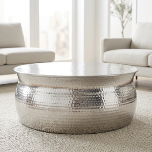 AK Brass High Quality Metal Round Hammered <b>Coffee</b> <b>Table</b> <b>Silver</b> Finished At Low Price For Balcony Furniture / Room Furniture - Product Image 1