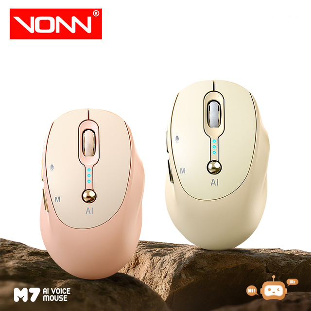 Hot Selling M7 AI Voice Gaming Mouse 2.4G BT Rechargeable Silent LED Power Display AI Translator Smart Mouse Laptop Stock