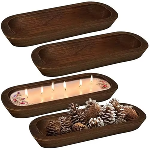 Cuencos de Madera Rústicos Decorativos para el Hogar, Tallados a Mano, de Diferentes Tamaños, LANJP - Product Image 5