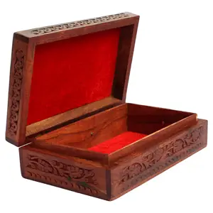 Unique Artisan Hand carved Rosewood Wooden Jewelry Box From India Wooden Jewelry Organizer box, Vanity Jewelry Boxes