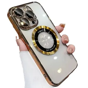 2023 nueva funda de teléfono de carga magnética para iPhone 15 Pro con película de lente funda de teléfono a prueba de golpes para iPhone 14 13 12