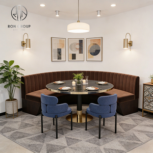 Ensemble de mobilier moderne de luxe en pierre frittée carrée et velours pour hôtel, café et restaurant : banquette, <span class=keywords><strong>table</strong></span> et chaises - Product Image 2