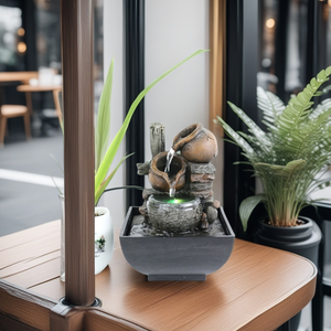 Mini Fontaine <span class=keywords><strong>de</strong></span> Rocaille Bonsaï, Cascade en Résine à Alimentation USB <span class=keywords><strong>avec</strong></span> <span class=keywords><strong>Bassin</strong></span> Suspendu, Sculpture Zen pour Décoration <span class=keywords><strong>de</strong></span> Table - Product Image 4