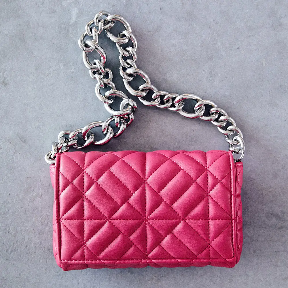 Wholesale Quilted Leather Chain Rose Red Shoulder Sling Bag Ladies Handbag Purse For Women