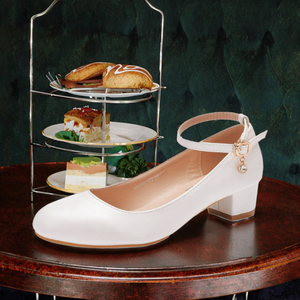 Scarpe da Sposa Bianche da Donna con <span class=keywords><strong>Tacco</strong></span> <span class=keywords><strong>Basso</strong></span> 3 CM, <span class=keywords><strong>Tacco</strong></span> Largo Antiscivolo, per Feste Estive, Ufficio e Uso Casual - Product Image 3