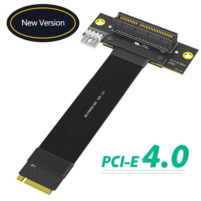 M.2 Key M 4.0 to PCI-e 4.0 4X Adapter Card, Nvme 4.0 to PCI-e PCI-Express 4X Extension CableCable(90/180 Degree)