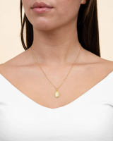 Collier pendentif ovale AOFEI personnalisé en acier inoxydable plaqué or 18 carats avec bord perlé, gravable, résistant au ternissement, bijoux de mode