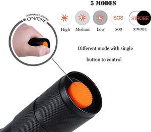 ไฟฉาย LED Q5 ความสว่าง 1000 ลูเมนส์ แบบขายส่ง ไฟฉายช็อคเกอร์ ซูมได้ ชาร์จไฟได้ ไฟฉายพกพา - Product Image 2