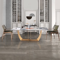 Ensemble de table à manger de luxe Console de dîner américaine du milieu du siècle pour 10 sièges modernes fabriqués en Chine dessus en marbre et table à manger à pieds en métal