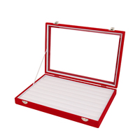 Plateau de présentation de bijoux en cuir rouge miroir fait main FSD 2022, taille personnalisée, conception ODM, étui de rangement pour montres, pendentifs et bagues