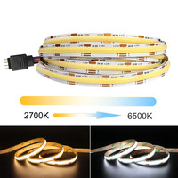 Bande LED COB double CCT adressable avec IC, effet eau courante, DC24V 3000K 6500K, lumière linéaire pour décoration intérieure