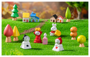 Dibujos animados 3D hadas jardín árbol rojo casa reina conejo blanco salvaje miniatura bosque estatuilla Animal juguete terrario escultura para chico - Product Image 6