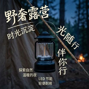 โคมไฟตั้งแคมป์แบบชาร์จไฟได้ LED 3W 5V พลาสติกน้ำหนักเบาทนทานแสงกลางแจ้งสำหรับเต็นท์แคมป์ปิ้ง - Product Image 1