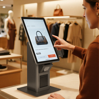 Kios layar sentuh dalam ruangan Supermarket dengan pembaca kode batang fungsi SDK Terminal pemesanan pembayaran swalayan