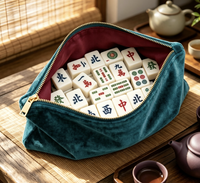 Pochette de rangement portable et pliable en velours de luxe premium pour 4 joueurs de Mahjong, avec fermeture éclair et logo personnalisé