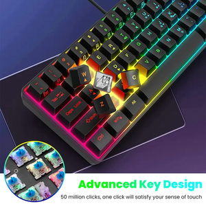 61-<b>Key</b> RGB Backlit Wired Gaming Keyboard 60% Compact Design Ergonomic <b>USB</b> Interface Waterproof Mini Mechanical Feeling for PC Co - Product Image 4