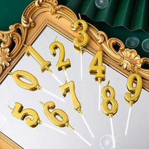 เทียนตัวเลขสีทอง เทียนเค้กตัวเลขสำหรับงานฉลองวันเกิด - Product Image 1
